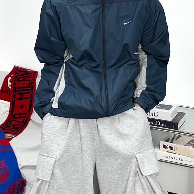 나이키 00s 네이비 그레이 바람막이 L