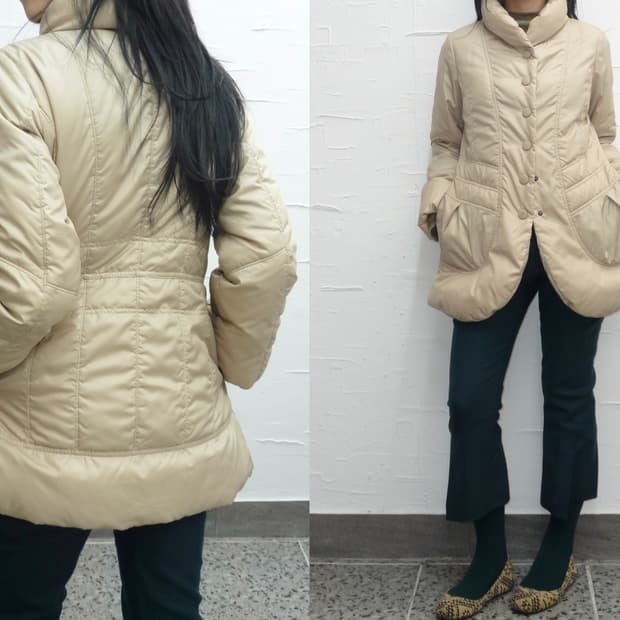 yellow beige lined jumper