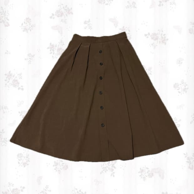 모리 롱스커트 버튼 딥브라운