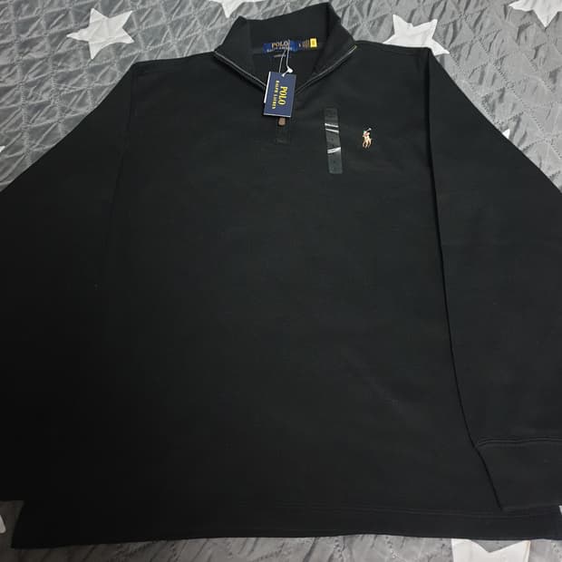 폴로랄프로렌 에스테이트 립 쿼터 풀오버 하프집업 스웨터 블랙 (L)