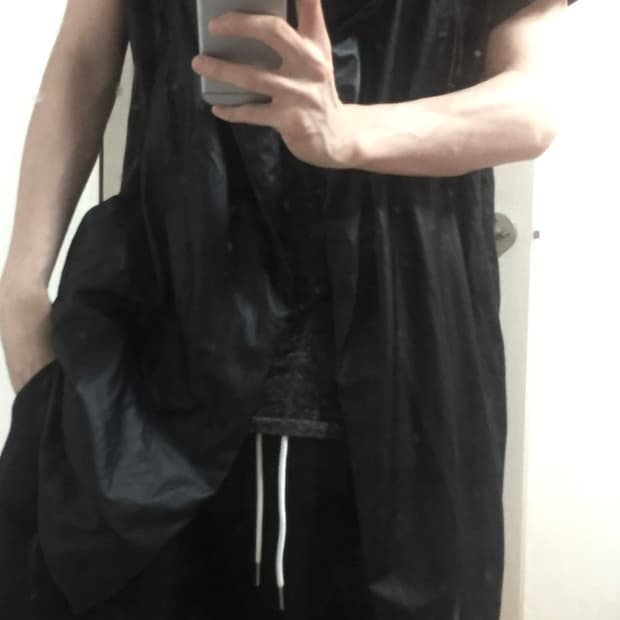 릭맛 블랙 펑크 유광 조끼 블랙 자켓 