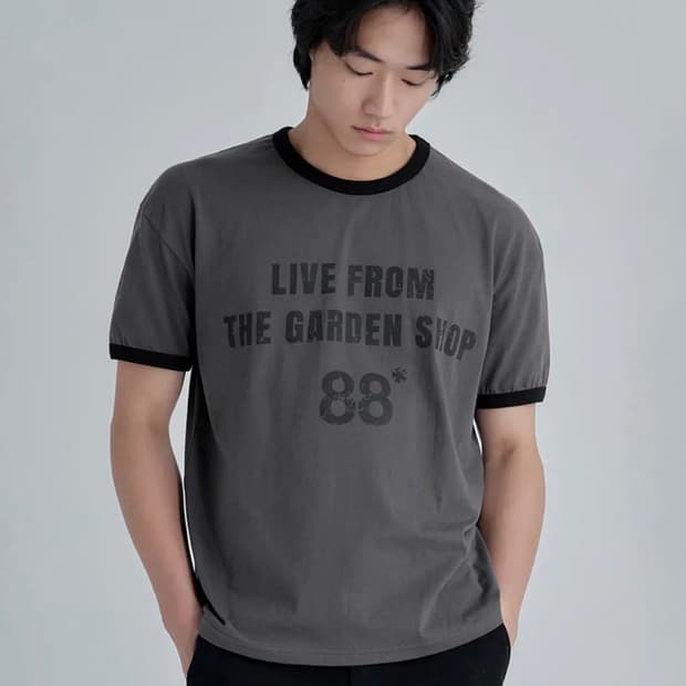 (새상품/L) 주앙옴므 라이브 가든샵 링거 하프 슬리브 (차콜)