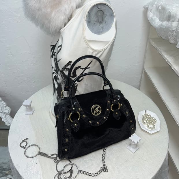 빈티지 블랙 파에톤 배색 숄더백