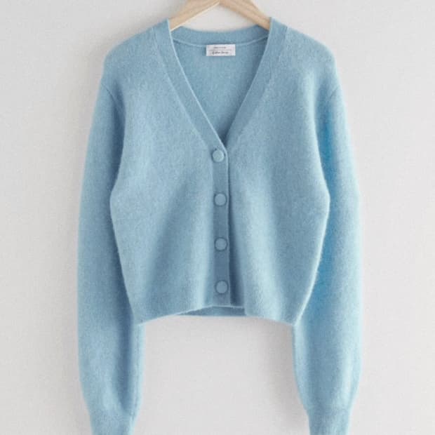 앤아더스토리즈 & Other Stories 울 블렌드 크롭 가디건 블루