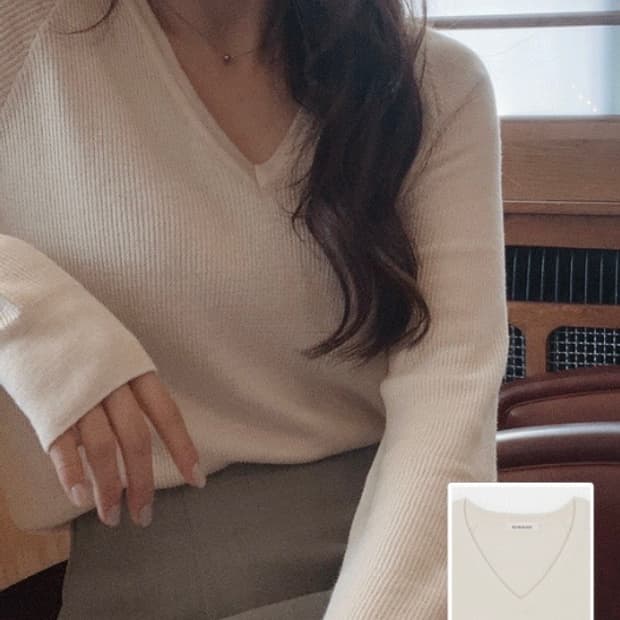 (미착용) 슬로우앤드 made. 여리핏 프리미엄 실켓텐셀니트 크림색상
