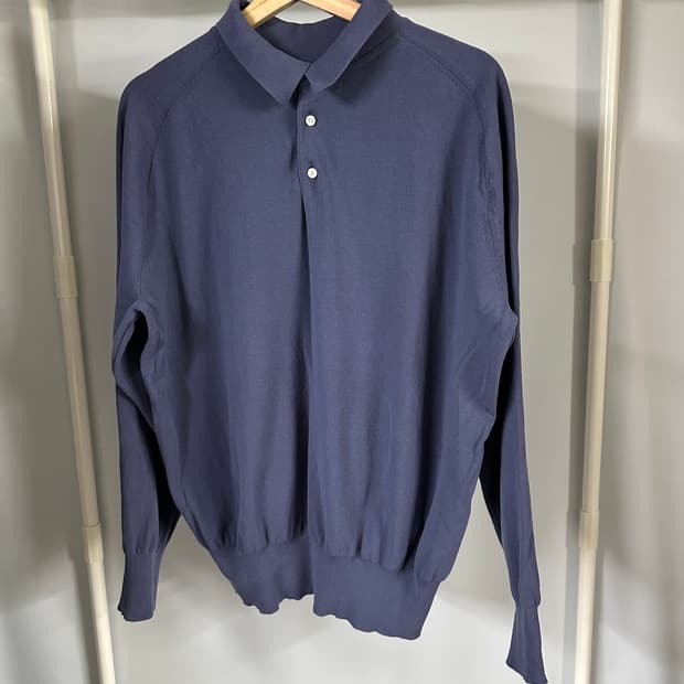 포터리 컴포트 폴로 니트 아이스 코튼 웨이브 블루