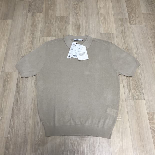 (M) 새상품 키뮤어 KIIMUIR 린넨 라이크 오픈 카라 하프 니트