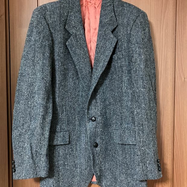 해리스 트위드 자켓 투 버튼