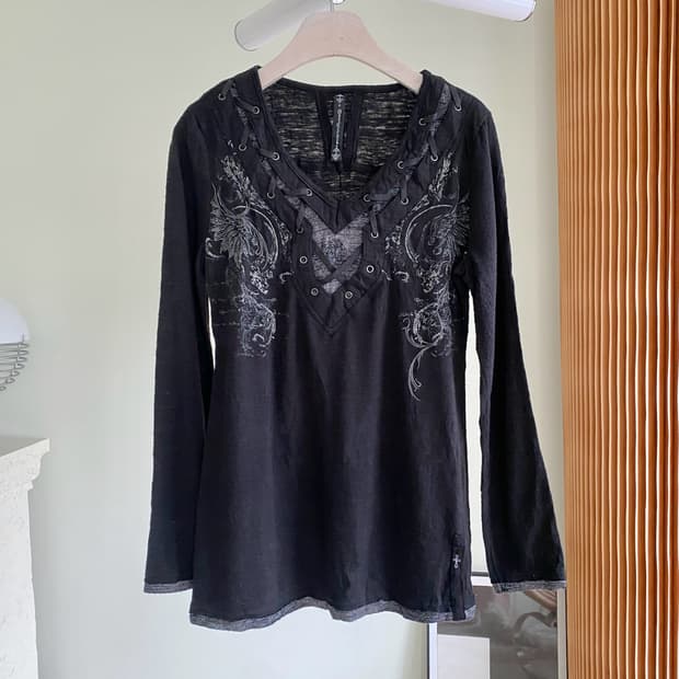 오즈 크로스 레이스업 롱슬리브