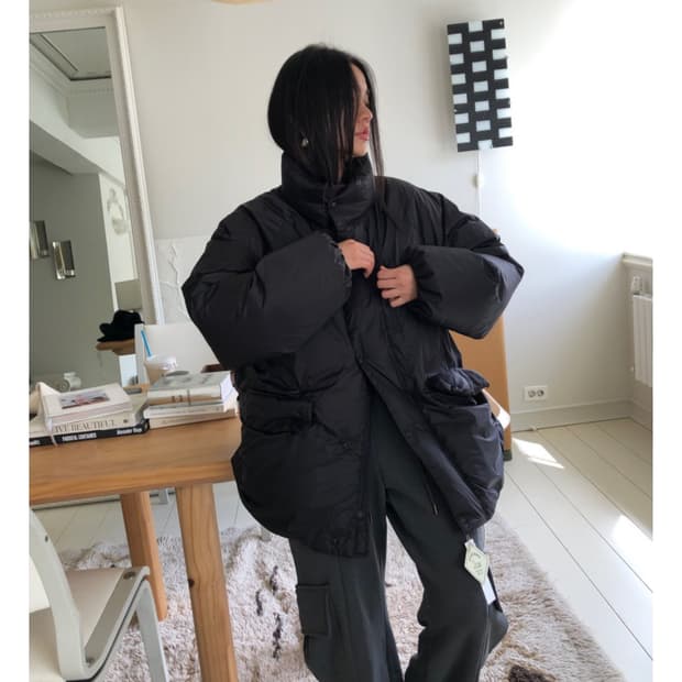 하이넥 덕다운 하프패딩 고퀄리티