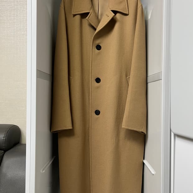 솔리드옴므 베이지 트윌 발마칸 로브 코트 50사이즈