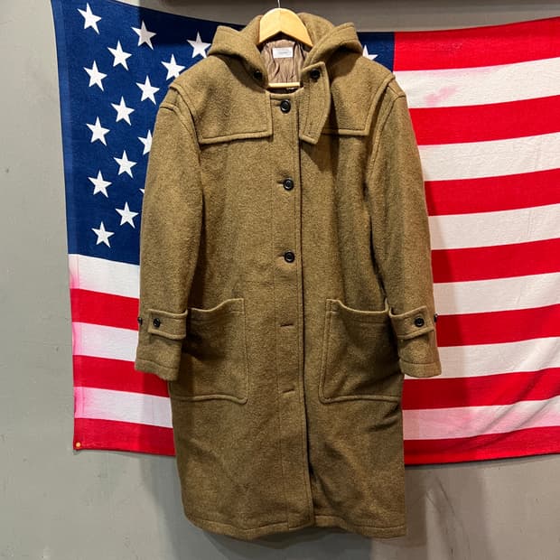 THEME 울 후드 롱코트