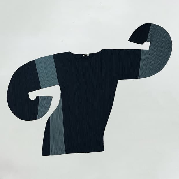 이세이미야케 1991 아카이브 플리츠 커브드 슬리브 튜닉 드레스