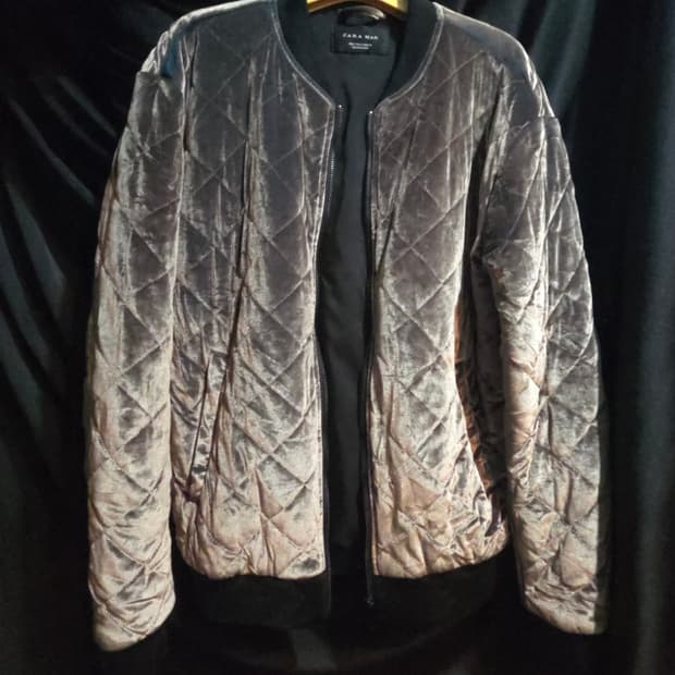 자라 맨 벨벳 퀼팅 봄버 자켓