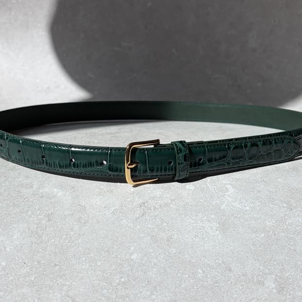 Oribell 크로커다일 페이던트 소가죽 골드버클 미니멀 버클 벨트