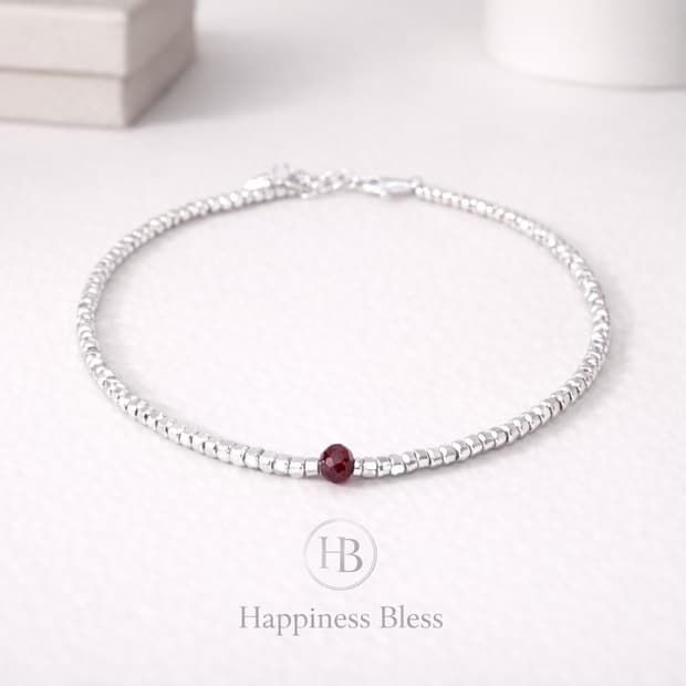 925실버 가넷 포인트 팔찌