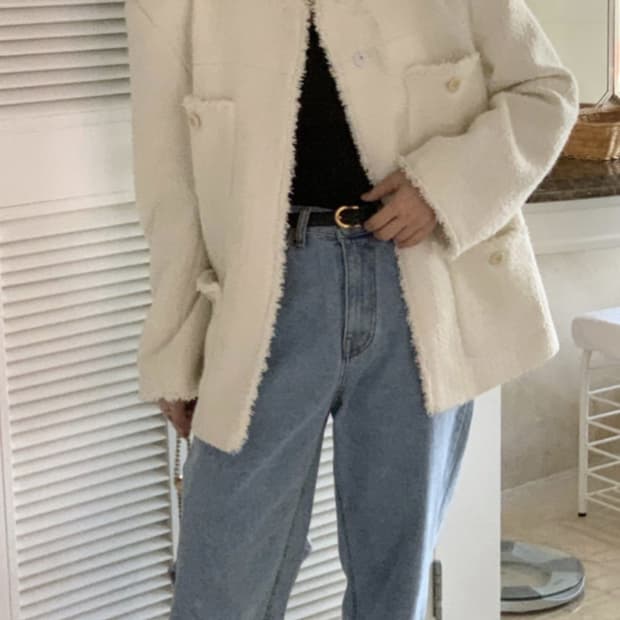 위드아웃썸머 페퍼 트위드 자켓 아이보리