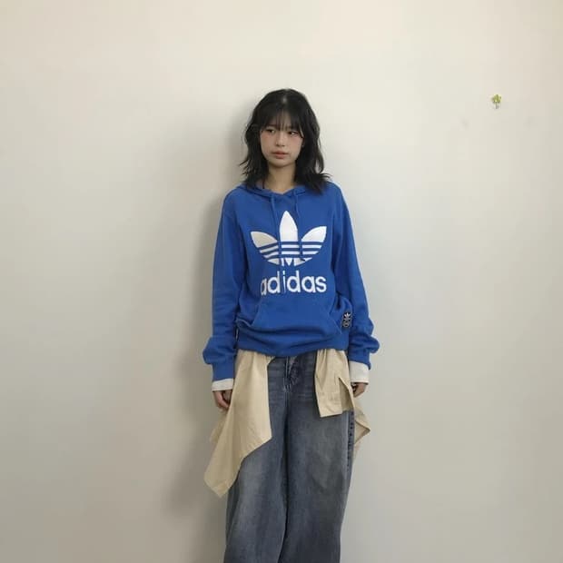 Adidas Trefoil Logo Blue Hoodie