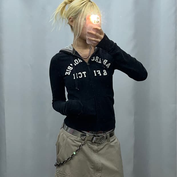 아베크롬비 블랙 딱붙 후드집업