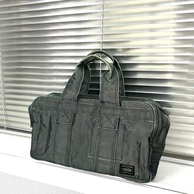 PORTER-DENIM SQUARE TOTE BAG