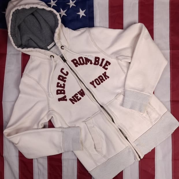 오리지날 아베크롬비 로고 데미지 후드집업