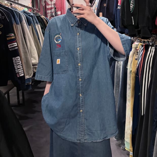 [IM] Carhartt 칼하트 데님 반팔 셔츠 중청