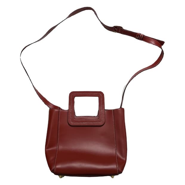 STAUD Leather Bucket Bag 버건디