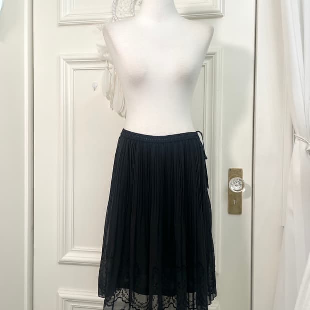 black lace embroidery pleats banding ski