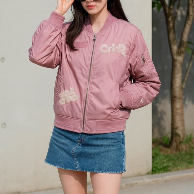 Frank Stone 핑크색 봄버 자켓_90