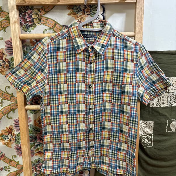 히피 291295 체크 반팔 셔츠 