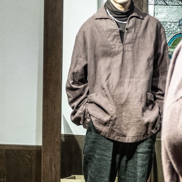 네스트로브컨팩트 기모 블랙리넨 피셔맨 스모크 셔츠