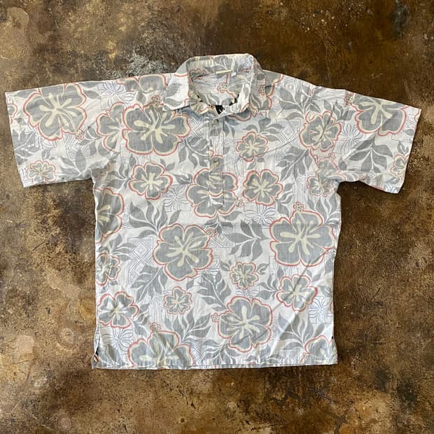 빈티지 플라워 반팔 풀오버 셔츠