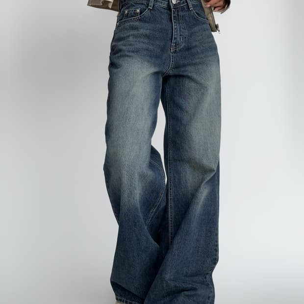 절개 진청 와이드팬츠