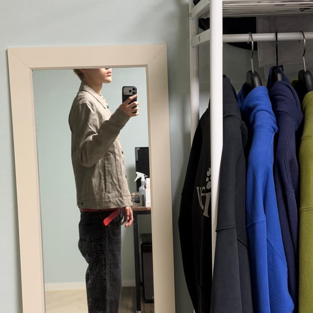 Levi’s PU 레더 트러커 자켓 세이지 그레이(M)