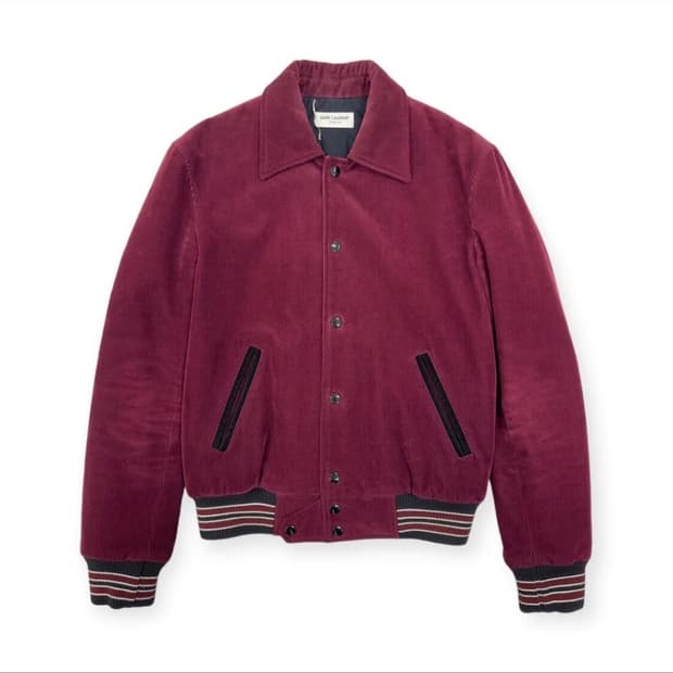 생로랑 테디 자켓 버건디 44사이즈
