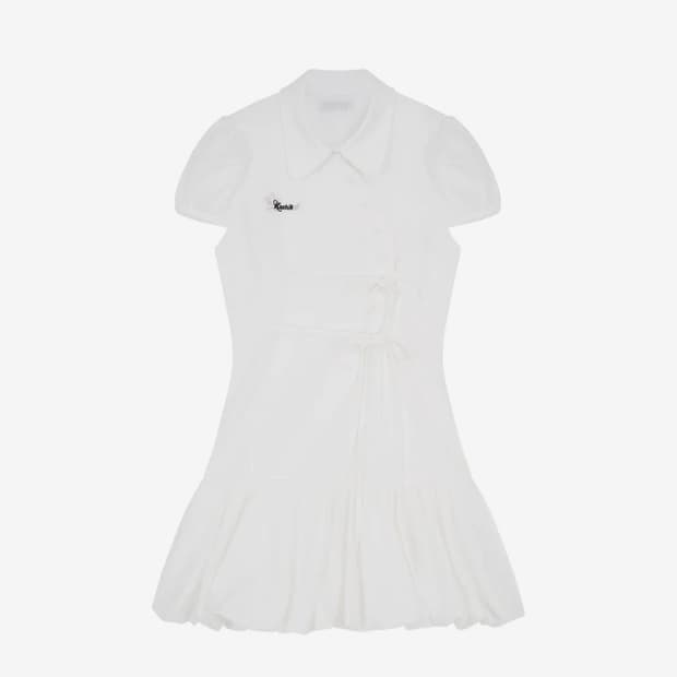카시코 Puff Preppy Mini Dress White
