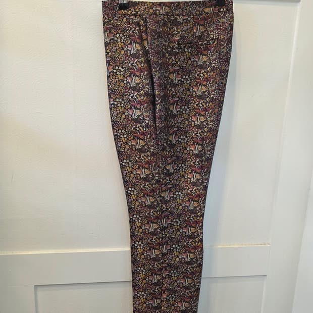 자라 메탈릭 플로럴 자가드 여성 바지