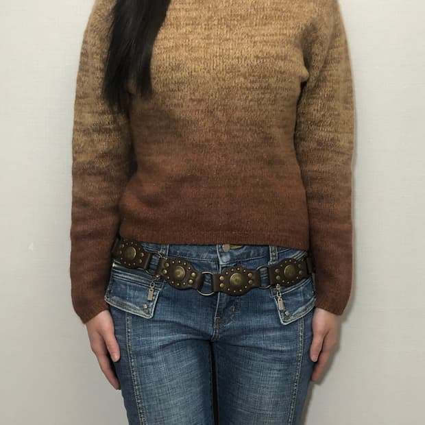 빈티지 브라운 그라데이션 니트