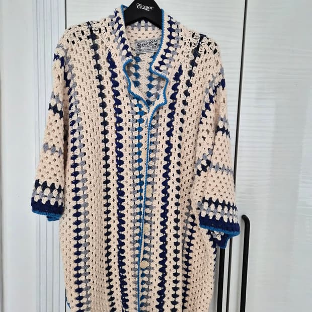 스투시 핸드메이드 크로쉐 가디건 셔츠