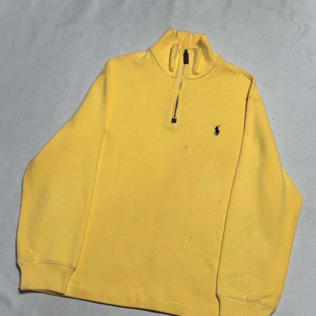 M 폴로랄프로렌 옐로우 반집업 코튼 니트