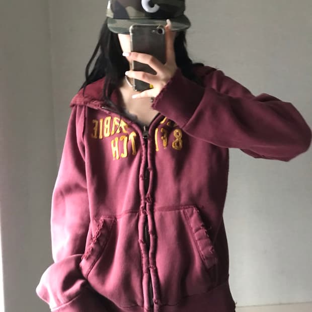 아베크롬비 버건디 후드집업