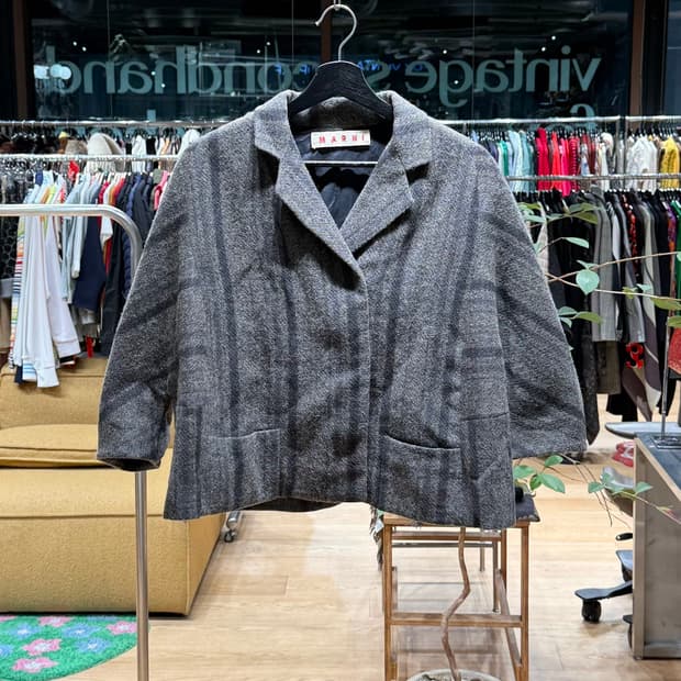 마르니 차콜 크롭 울 자켓 