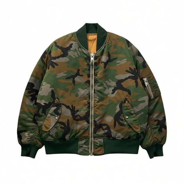 MA-1 항공점퍼 카모 패턴 소매 포켓 디테일 카키