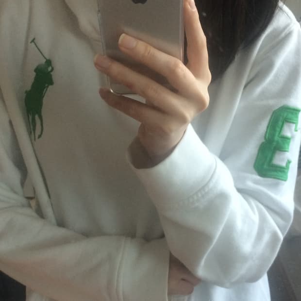 폴로 빅포니 화이트그린 후드티