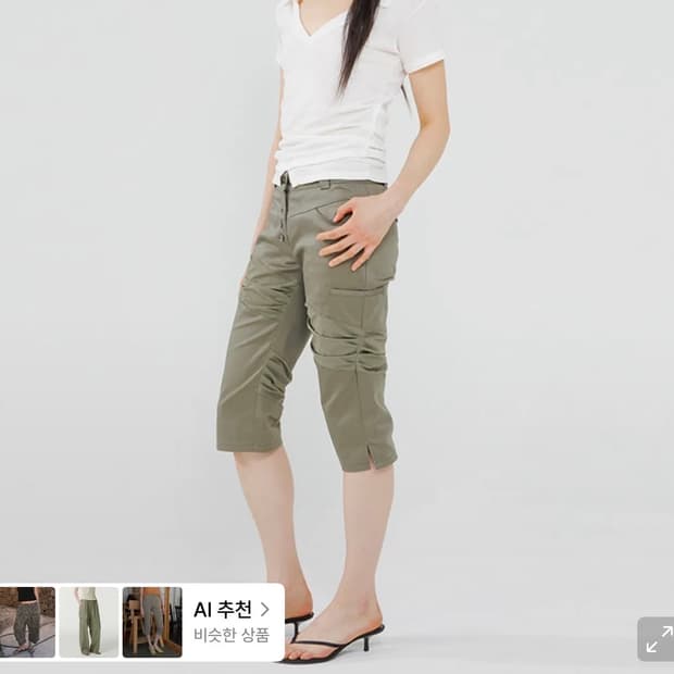 TUCKED PANEL CAPRI PANTS KHAKI