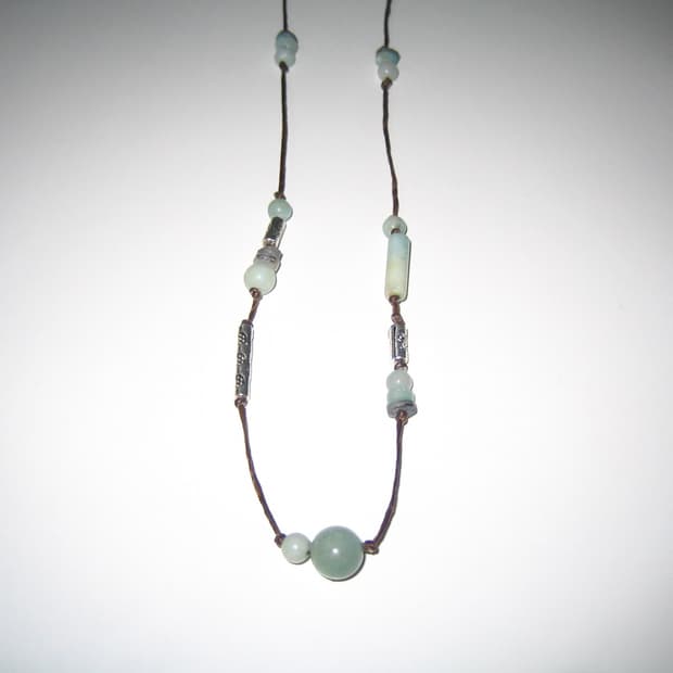 Greenish silver cross series necklace