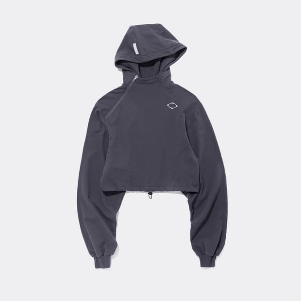 미스치프 크롭 사이드 집업 후드 (퍼플)