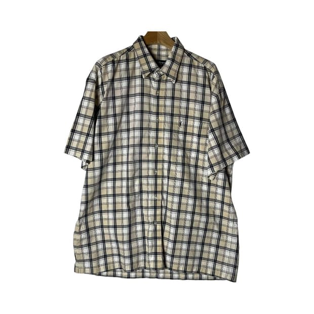 [Ysl Pour Homme] 90's 입생로랑 뿌르옴므 체크 반팔셔츠