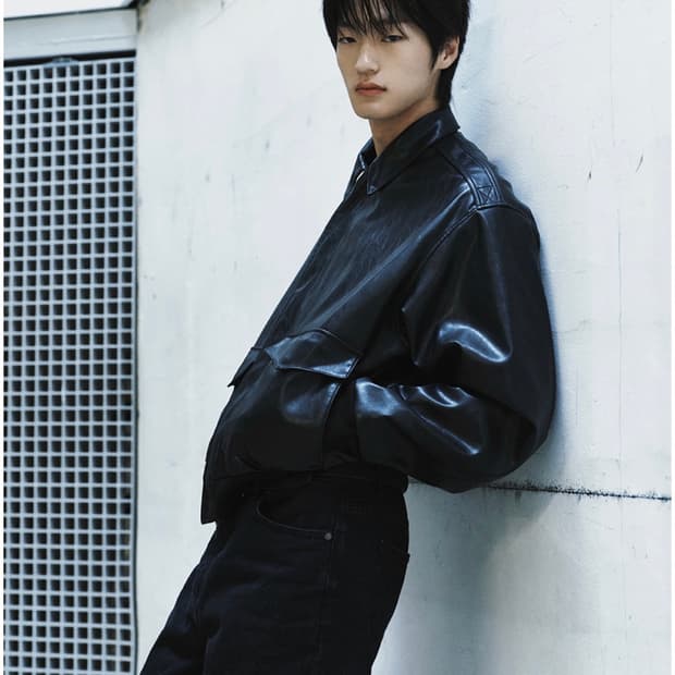 Branded fake leather A-2 jacket