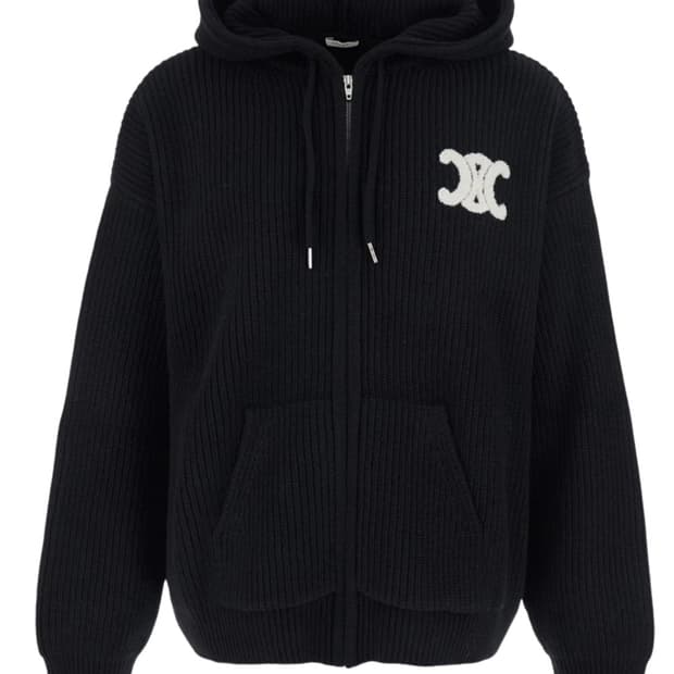 셀린느 가디건 울 로고 블랙 M사이즈 RY0JF0ZTQ 38NO